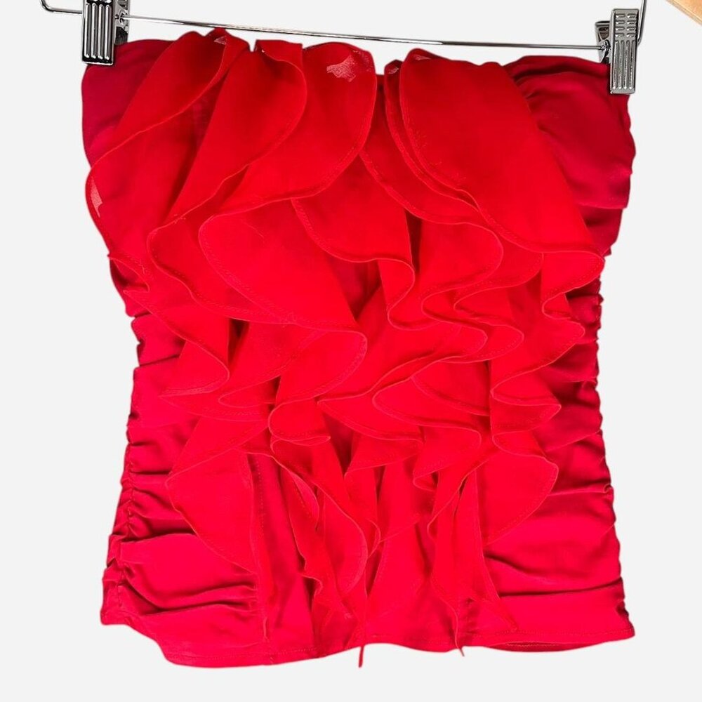 Red ruffled tube top / corset